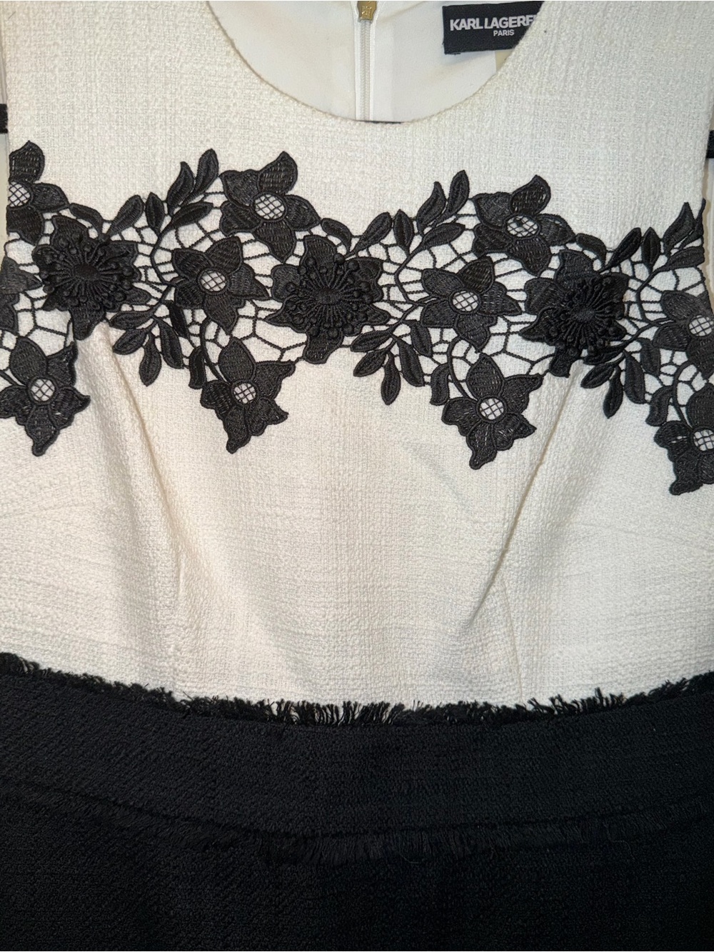 Karl Lagerfeld Black and White Tweed Pencil Dress- SIZE 2 - Picture 6 of 8